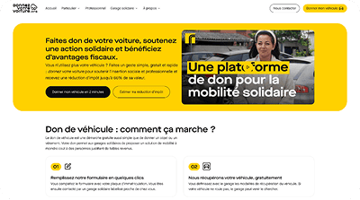 Page d'accueil du site donnez votre voiture